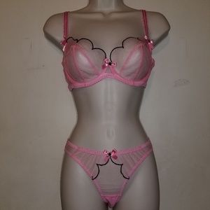 Agent Provocateur pink with black Lorna bra/brief